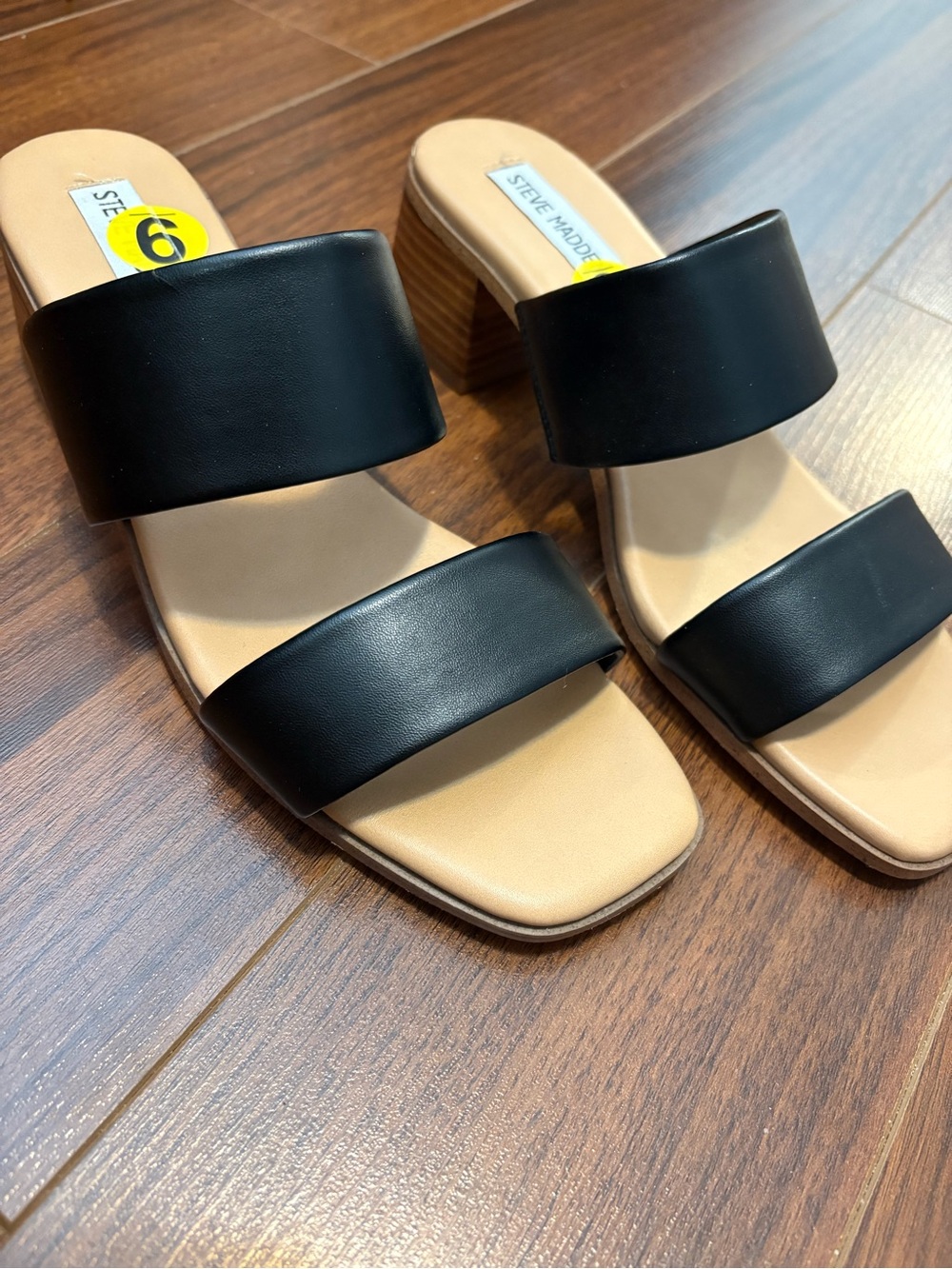 Steve Madden Black Double-Band Slide Mules